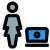 Businesswoman working online on a laptop computer icon