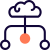 Brain with multiple flowchart nodes are selected on a white background icon
