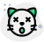 Confused cat facial expression with eyes crossed and open mouth emoticons icon