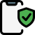 Secured with antivirus program on a cell phone icon