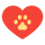 Heart with dog paw icon