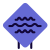 Big waves warning on a sign board layout icon