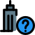Office tower building with question mark for help and guidance icon