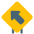 Up left way traffic sign board layout icon