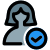 Check mark on a natural user for authentication and approval icon