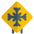 Winter season with ice frosting zone road signal icon