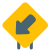 Down left exit lane on road signal in a signboard icon