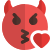 Devil face blowing a kiss with pair of horn icon