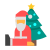 크리스마스 트리 아래 산타가 앉아 있다 icon