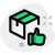 Thumbs up positive gesture feedback of an item delivered timely icon