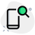 Search on cell phone directory with magnify glass icon