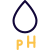 Blood drop with PH testing facility isolated on a white background icon