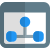 Flow chart on a web browser with subdivided stages icon