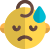 Sad cute baby facial expression with tear drop icon