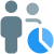 Corporate sales, building up a pie chart data analysis. icon