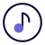 Music application with musical note in a circle icon