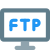 Computer connected to FTP server for data file transfer icon