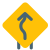 Overtaking lane with arrow on signboard layout icon