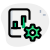 Cogwheel logotype on a bar chart internal setting icon