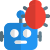 Bug in a robotic programming resolve with a patch isolated on a white background icon