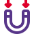 U shaped magnet with strong point poles icon