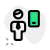 Businessman using web messenger on a smartphone icon
