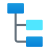 Stacked Organizational Chart Highlighted First Node icon