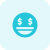 Lottery winning facial expression with dollar symbol in eyes icon