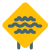 Big waves warning on a sign board layout icon