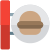 Restaurant with burger sign on the holding icon