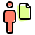 Employee sharing a single file on an online server icon