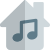 Change or control music connected with a soundbar in a residential home icon
