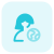 Global access of a profile reach isolated on a white background icon