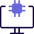 Computer with a CPU processor isolated on a white background icon