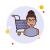 Girl With Glasses Shopping Cart icon