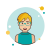 Blond Short Hair Lady With Blue Glasses icon