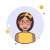 Dama de cabello castaño con arco y gafas icon