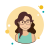 Long Brown Curly Hair Lady With Glasses icon