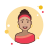 Brown Curly Hair Lady With Golden Earrings icon