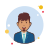 Hombre de negocios en Blue Jacket icon