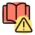 Open book with a warring alert on software icon