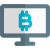 Bitcoin mining and statics on a desktop computer icon