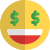 Lottery winning facial expression with dollar symbol in eyes icon