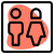 Visiting room with couples on stickman logotype icon