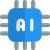 Microprocessor Technology with artificial intelligence isolated on a white background icon