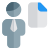 Businessman sharing a single file on an online server icon