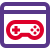 Online computer games with joystrick logotype layout icon