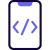The smartphone with a programming feature for web development icon