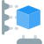 3D printing process on a horizontal machine of a cubic shape icon