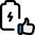 Battery life cycle with positive thumbs up feedback icon